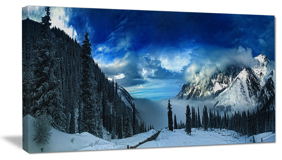 Panorama of Snowy Mountains, Landscape Canvas Art Print, 40x20