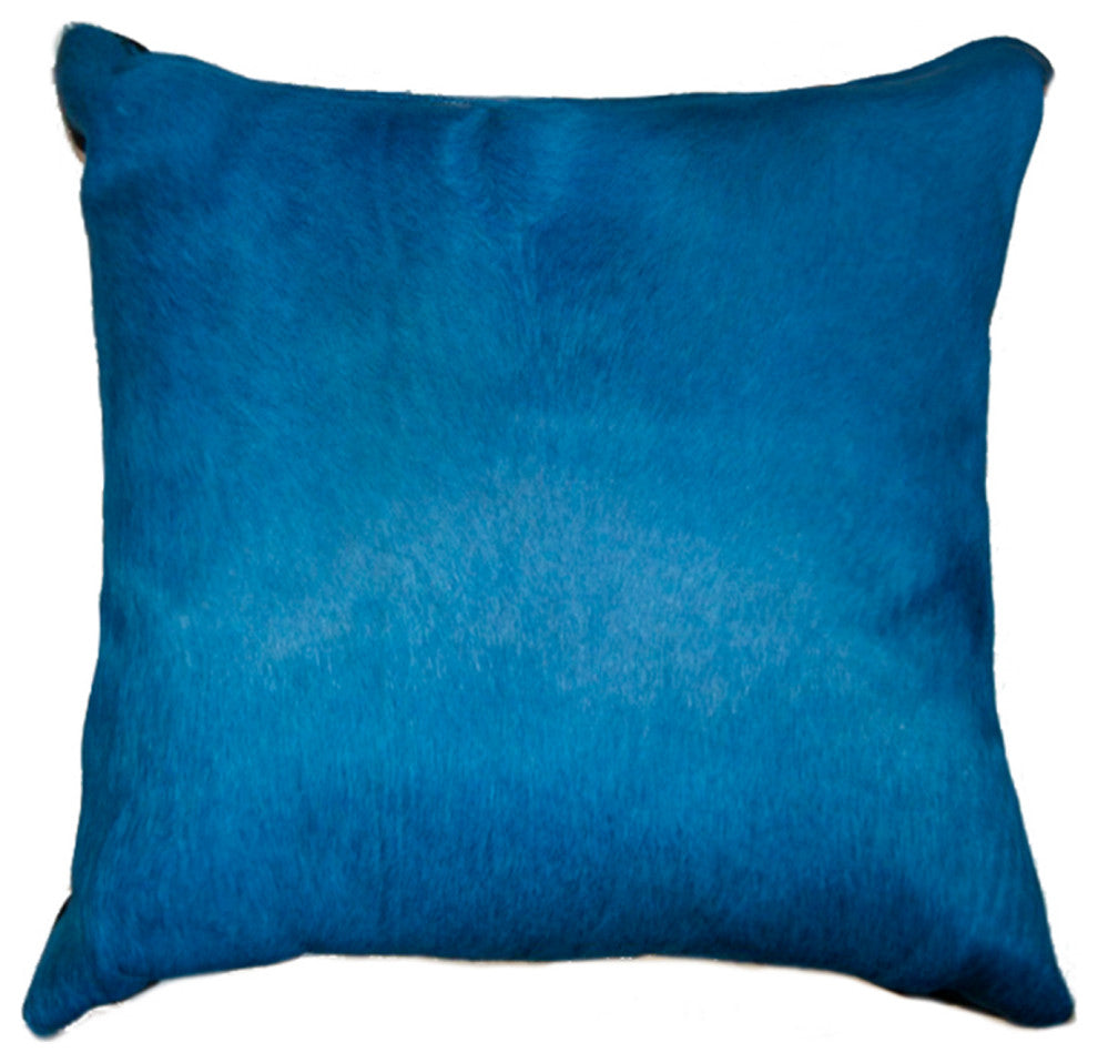 HomeRoots 18" x 18" x 5" Blue Torino Kobe Cowhide Pillow