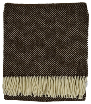 Highland Tweed Herringbone Pure New Wool Throw, Vanilla Bean