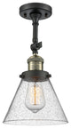 Large Cone 8" Semi-Flush Mount, Black Antique Brass, Glass: Seedy