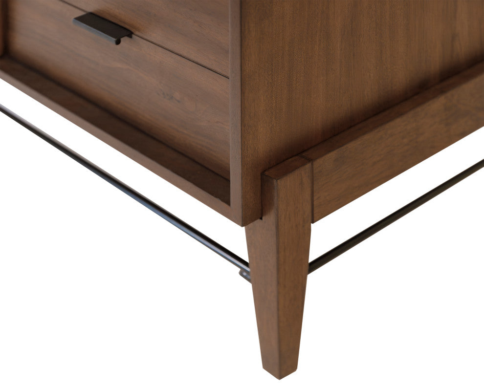 Mid-century Modern Small Console With File Drawers Brown