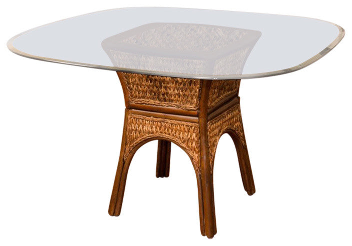 48" Panama Table Base, Sienna Finish, Tempered Bevel Edge Glass