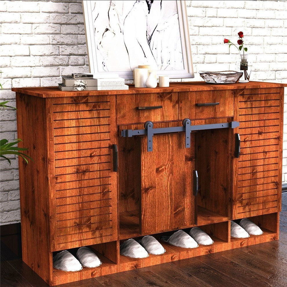 Mini Sliding Barn Door Hardware Kit, Straight Design, 108", Double