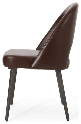 Odum Abbeville Contemporary Open Back Dining Chairs (Set of 2), Dark Brown + Gun Metal