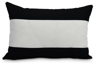 Decorative Striped Outdoor Throw Pillow, Black , 14"x20"