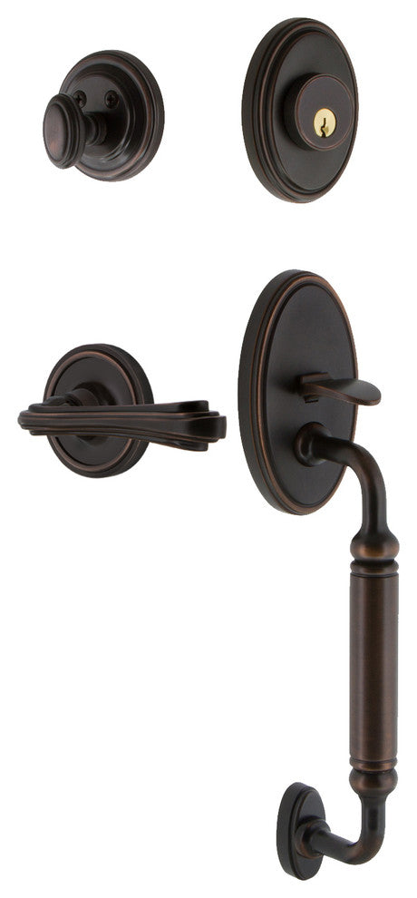 Classic Plate C Grip Entry Set Fleur Lever, Timeless Bronze, 2-3/4", Left