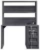 Industrial Desk, Cargo Design With Storage Cabinet & Upper Open Shelf, Gunmetal