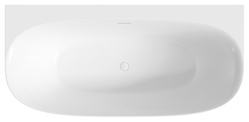 Perlato Palencia 67" Back to Wall Soaking Tub, White