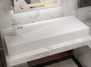 ADM Rectangular Countertop Sink, White, 47", Matte White