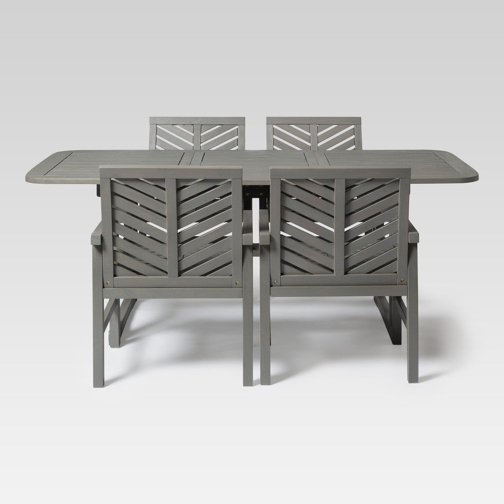 5-Piece Extendable Outdoor Patio Dining Set, Gray Wash