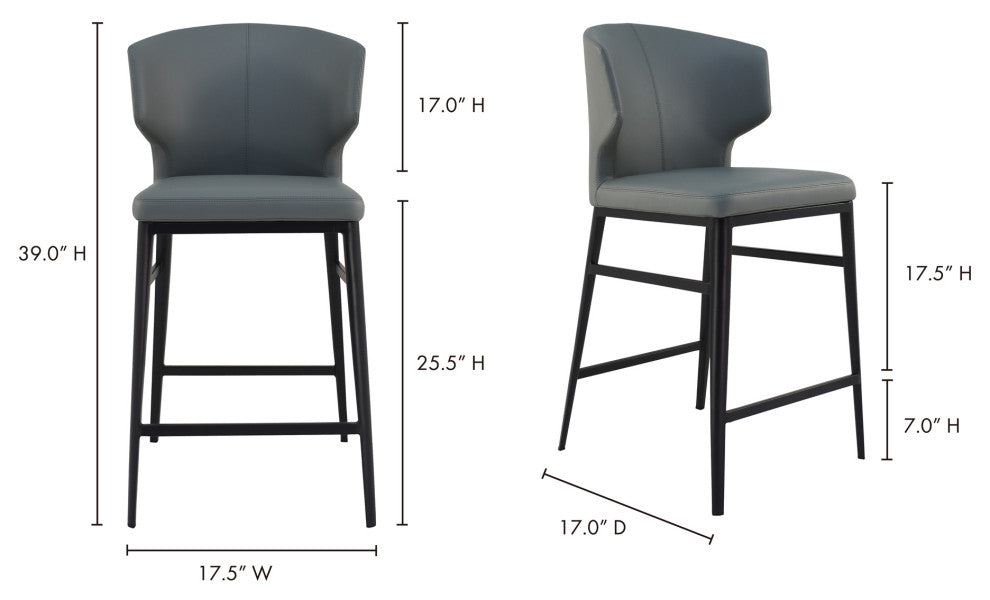 Contemporary Delaney Counter Stool Grey - Grey