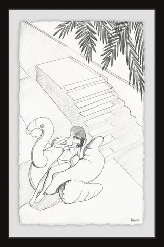 "Flamingo Float" Framed Painting Print, 20"x30"