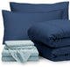 Bare Home 7-Piece Queen, King & Cal King Bed-in-a-Bag, Dark Blue, Light Blue, Qu