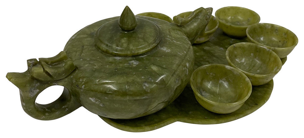 Consigned 20th Century Chinese Jade 9 pieces Tea set