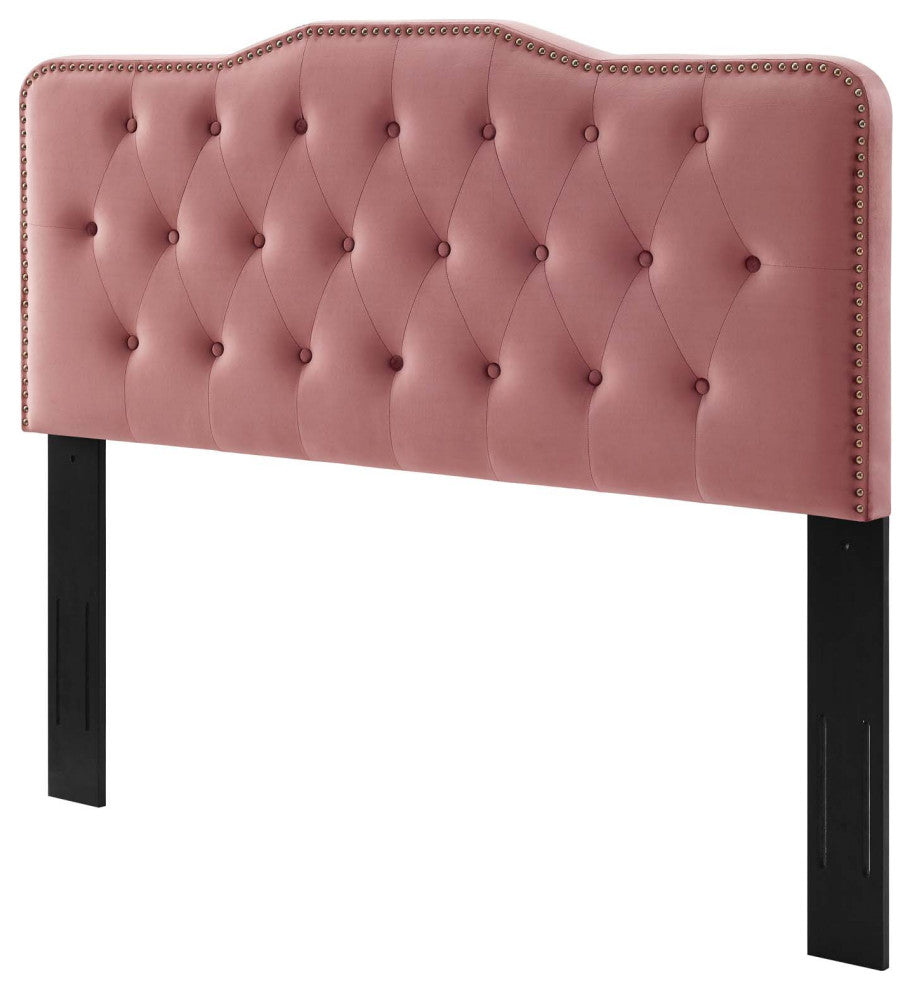 Tufted Headboard, Full Queen Size, Velvet, Pink, Modern Contemporary, Bedroom