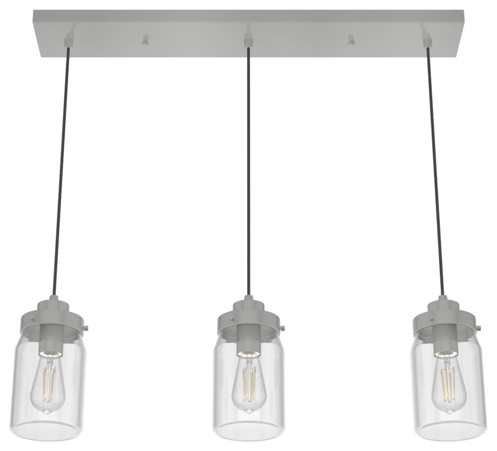 Hunter Devon Park Brushed Nickel 3 Light Linear Cluster Ceiling Light Fixture