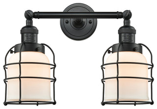 INNOVATIONS LIGHTING 208-BK-G51-CE-LED Small Bell Cage 2 Light Bath Vanity Light