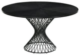 Cirque 54" Round Pedestal Dining Table Black Metal Base, Black