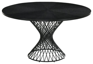 Cirque 54" Round Pedestal Dining Table Black Metal Base, Black