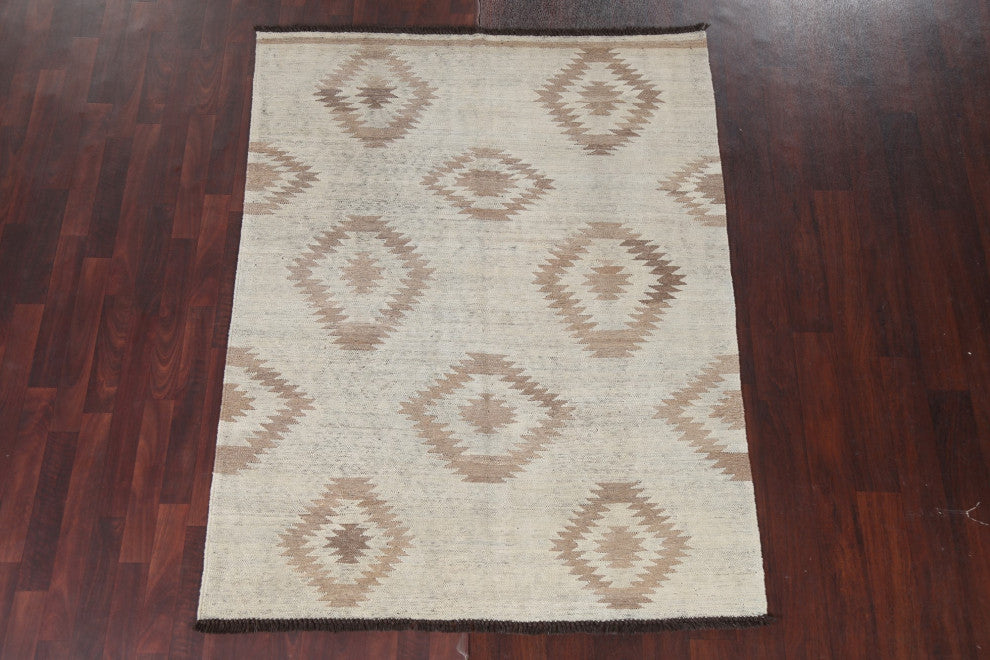 Natural Dye Kilim Oriental Wool Area Rug Flat-weave Bedroom Carpet 5x7