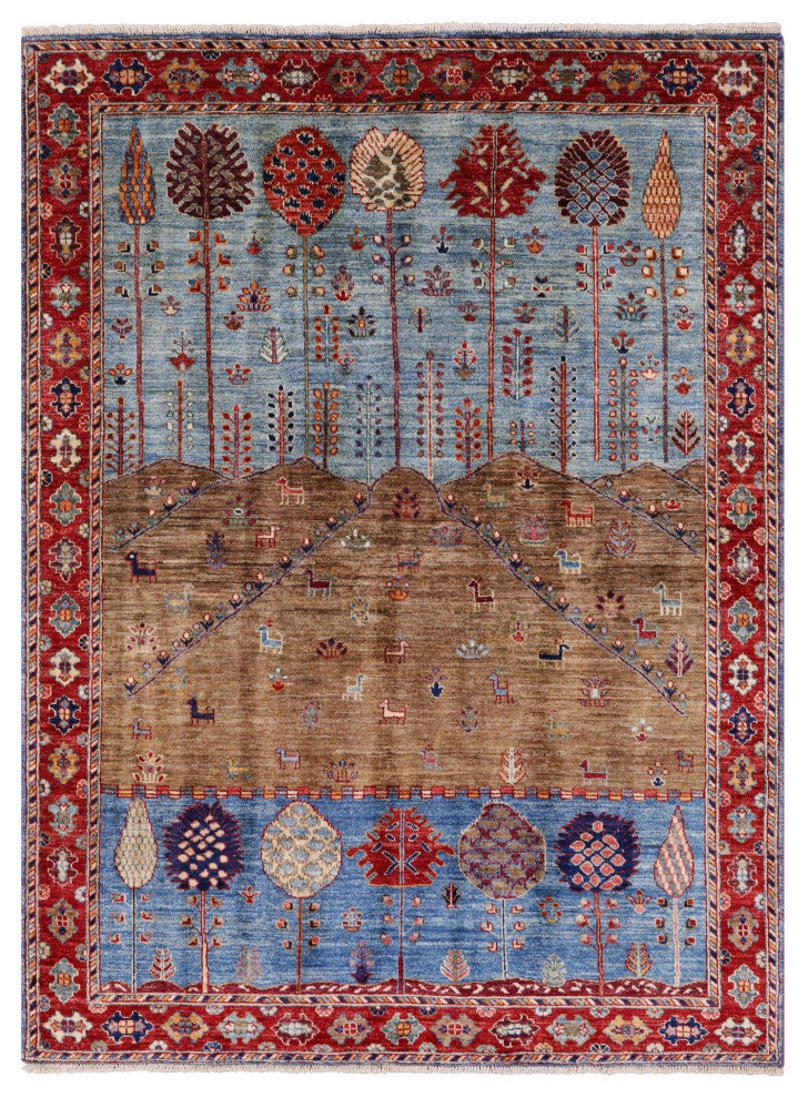 4' 10" X 6' 8" Tribal Persian Gabbeh Handmade Rug Q8324