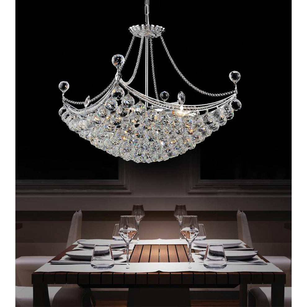 Jasmine 8 Light Down Chandelier With Chrome Finish