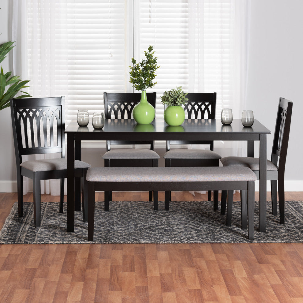 Marsala Modern Collection, Gray/Dark Brown, 6-Piece Dining Set