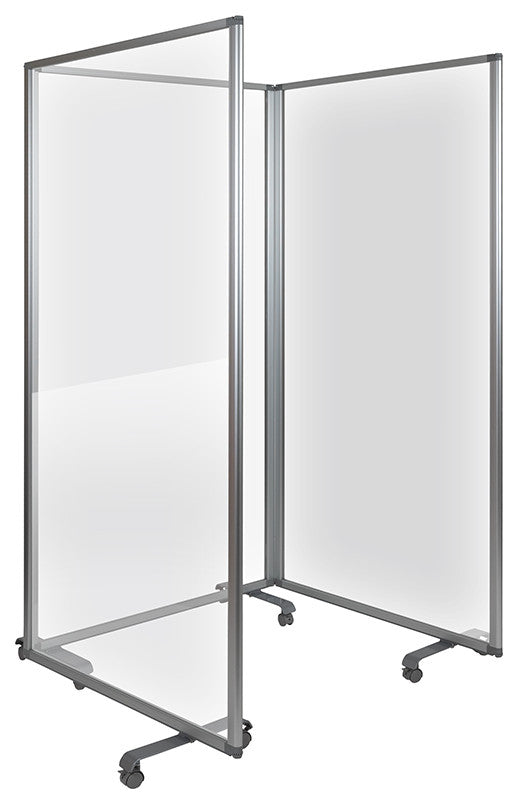 Transparent Acrylic Mobile 3 Section Partition , 72"H x 36"L