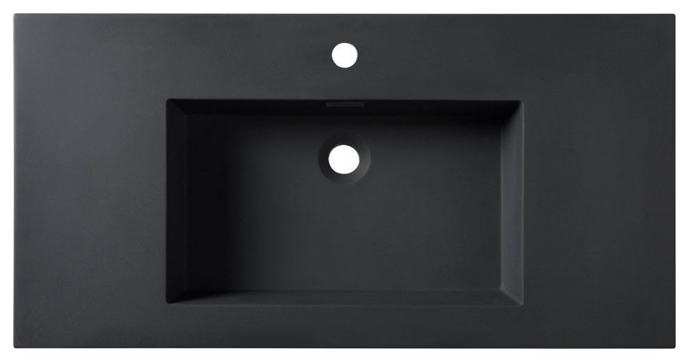 Dowell 18" FTB Resin Bathroom Vanity Basin, Black, 36W x 18D x 6H