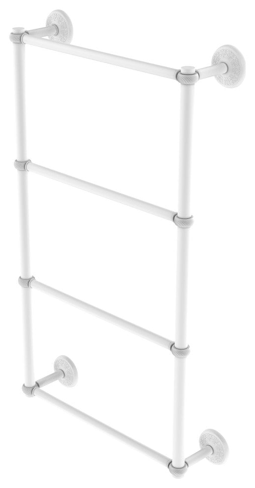 Monte Carlo 4 Tier 24" Ladder Towel Bar with Twisted Detail, Matte White