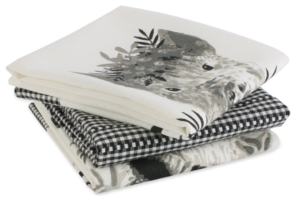 Barn Animals Embellished Dishtowel Set of 3