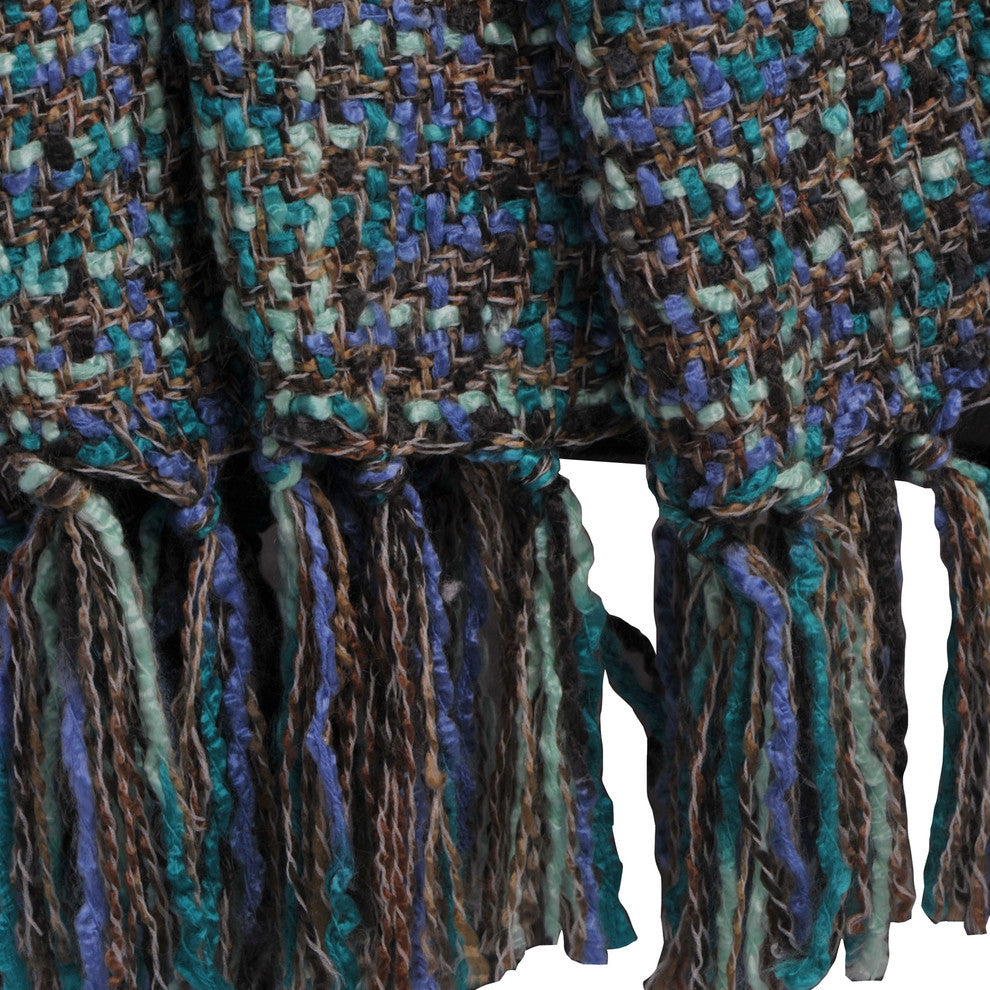Jumbo Naga Knitted Throw Blanket, Deep Teal, 60"x80"