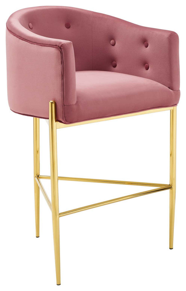 Savour Tufted Performance Velvet Bar Stool - Dusty Rose