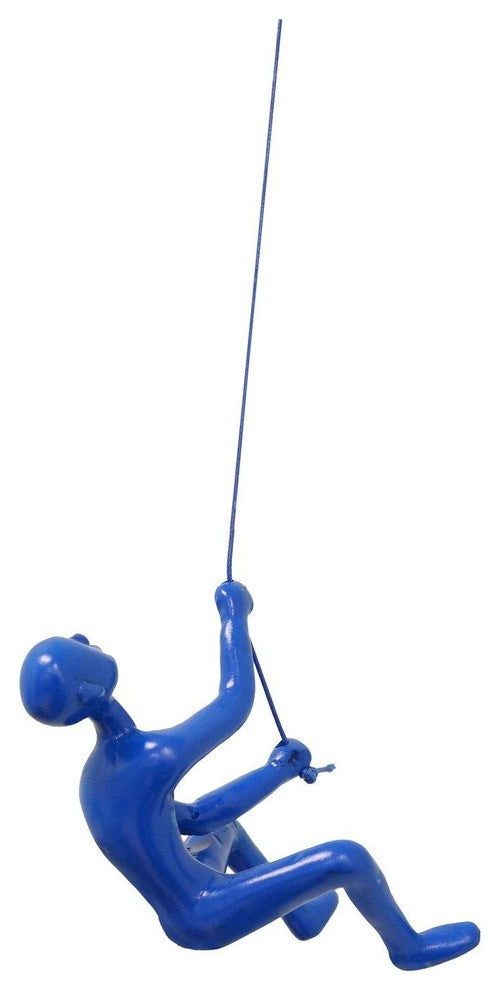 Climbing Man Wall Art, Set of 4, Blue