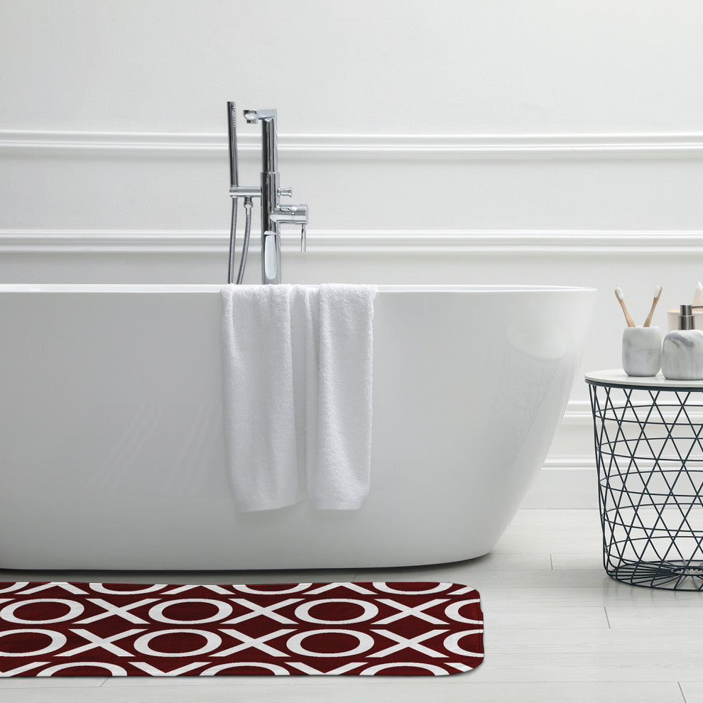 34" x 21" Hugs and Kisses Bathmat, Maroon