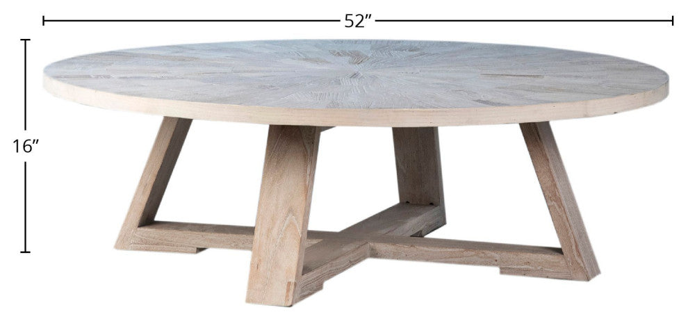Evan 52" Round Reclaimed Elm Pedestal Coffee Table