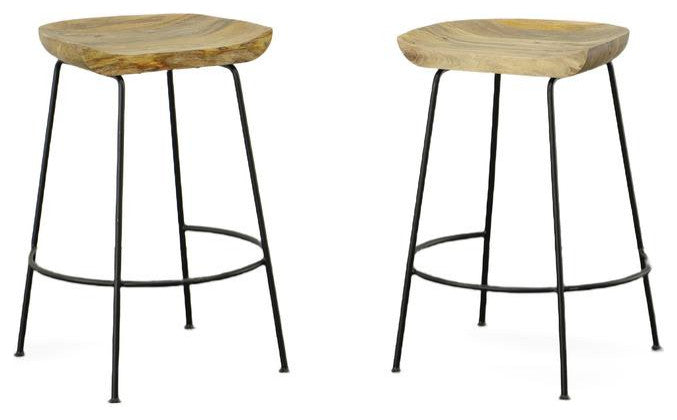 Diya 24.5 Counter Stool - Set of 2 - Natural Seat - Black Base