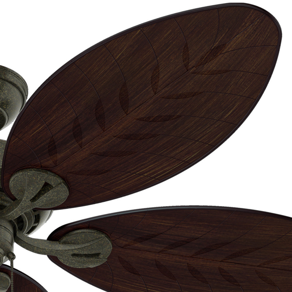 Hunter 54" Bayview Outdoor Ceiling Fan, Provencal Gold With Pull Chain