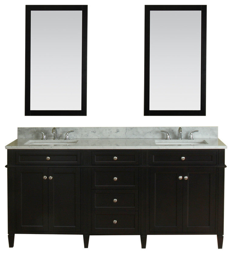 Samantha 72" Bathroom Vanity With Carrera Marble Top and Mirror