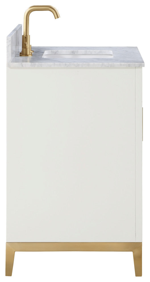 Gracie Bathroom Vanity, Satin White With Carrara Marble, 36"