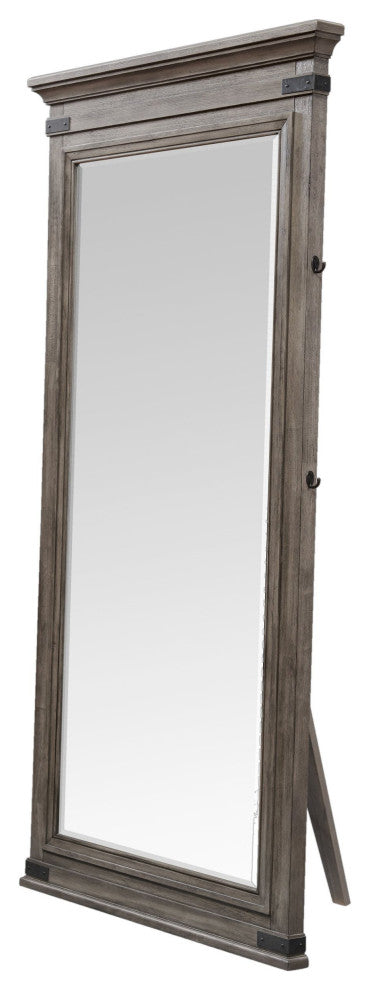 Forge 37" Wide Floor Mirror, Brushed Steel