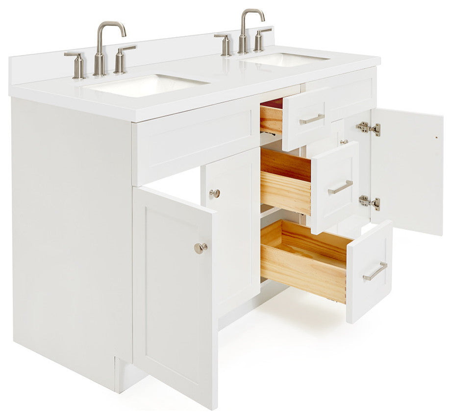 Ariel Hamlet 61" Rectangle Sinks Bath Vanity White Quartz White