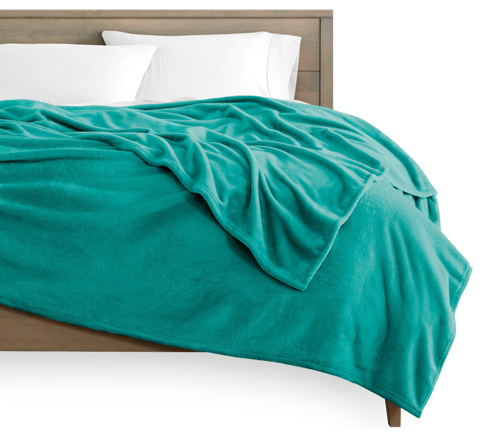 Bare Home Microplush Fleece Blanket, Emerald, Full/Queen