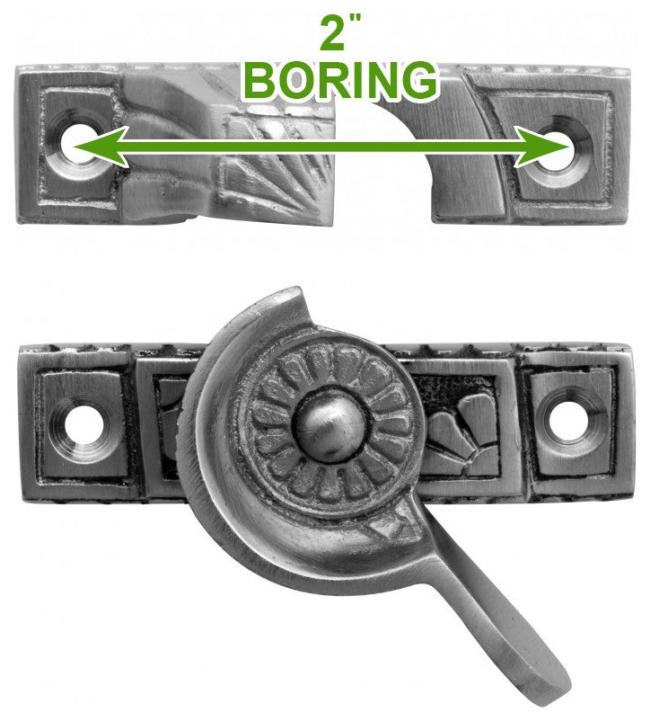 2 Piece Ornate Solid Brass Window Sash Lock Satin Chrome Renovators Supply