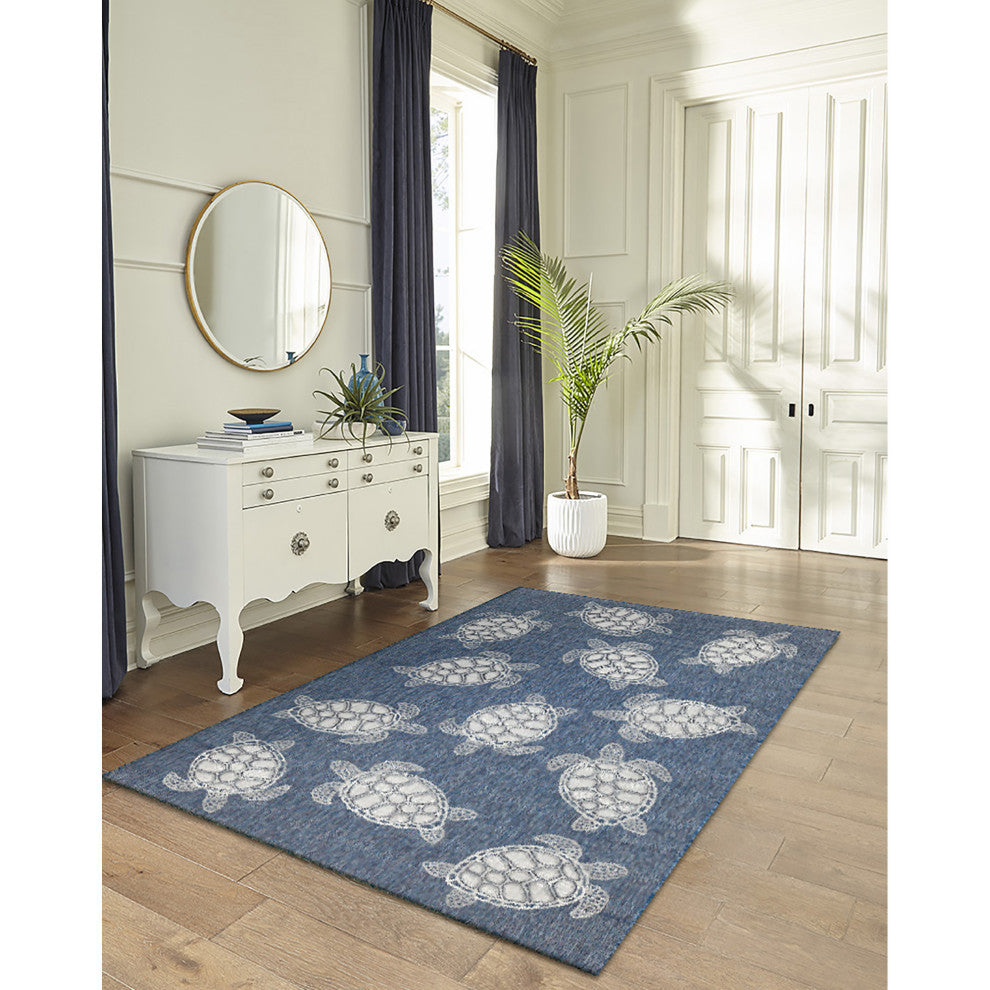 Carmel Seaturtles Indoor/Outdoor Rug, Navy, 6'6"x9'3"