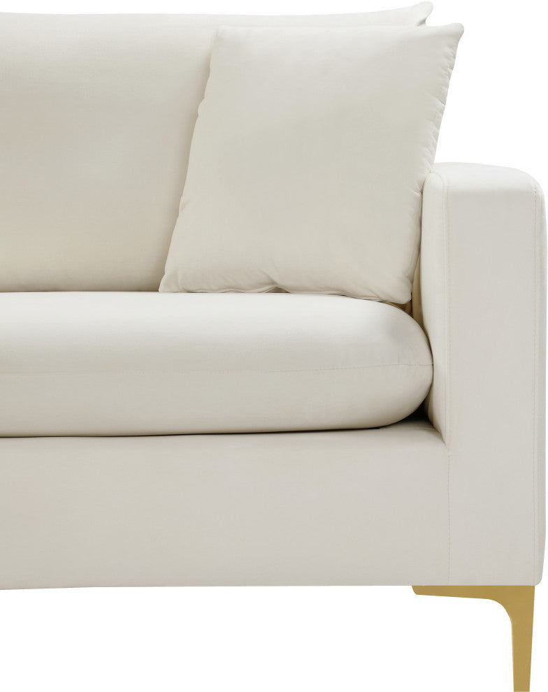 Naomi Velvet Upholstered Sofa, Cream