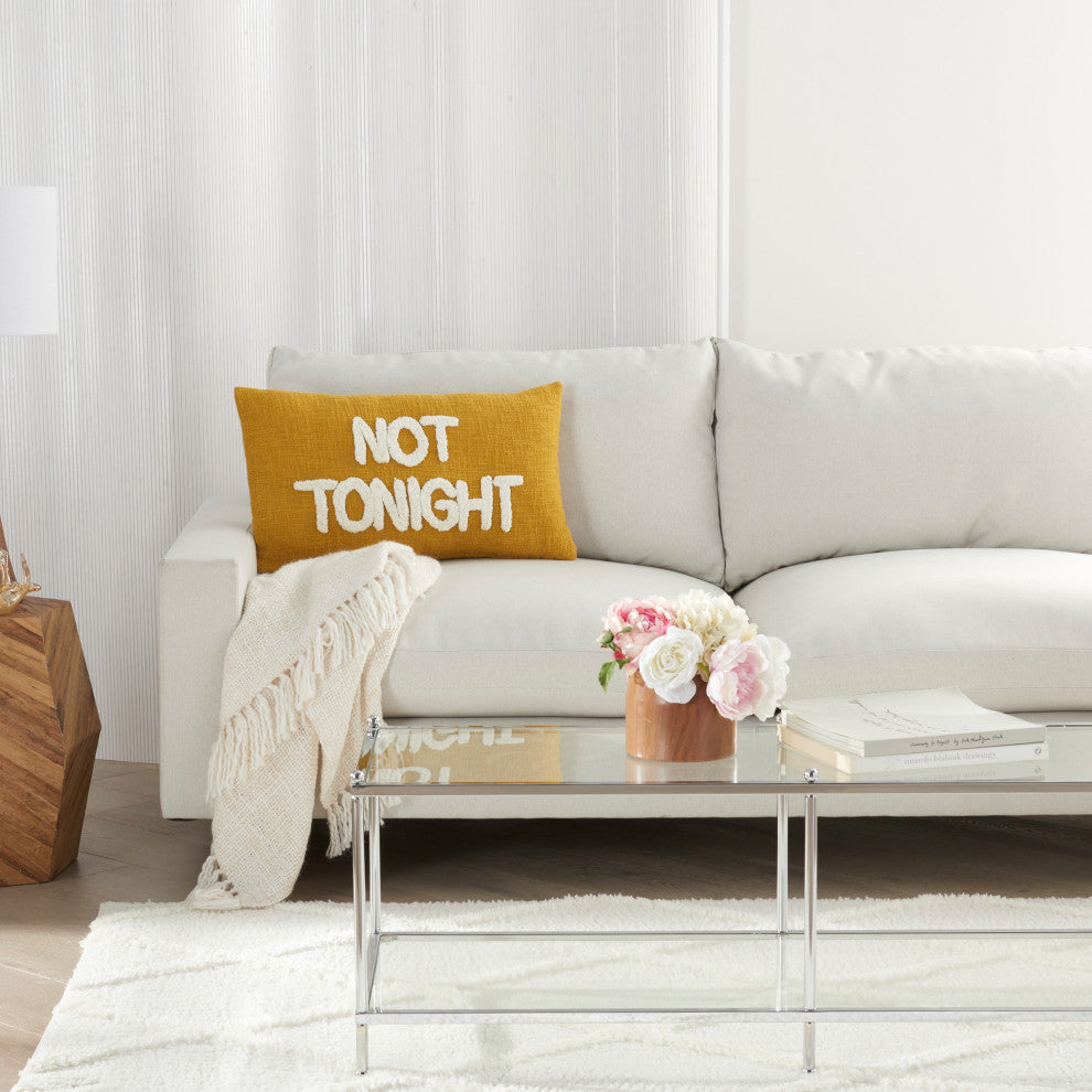 Mina Victory SH043 Throw Pillow, Mustard, 14" X 24"