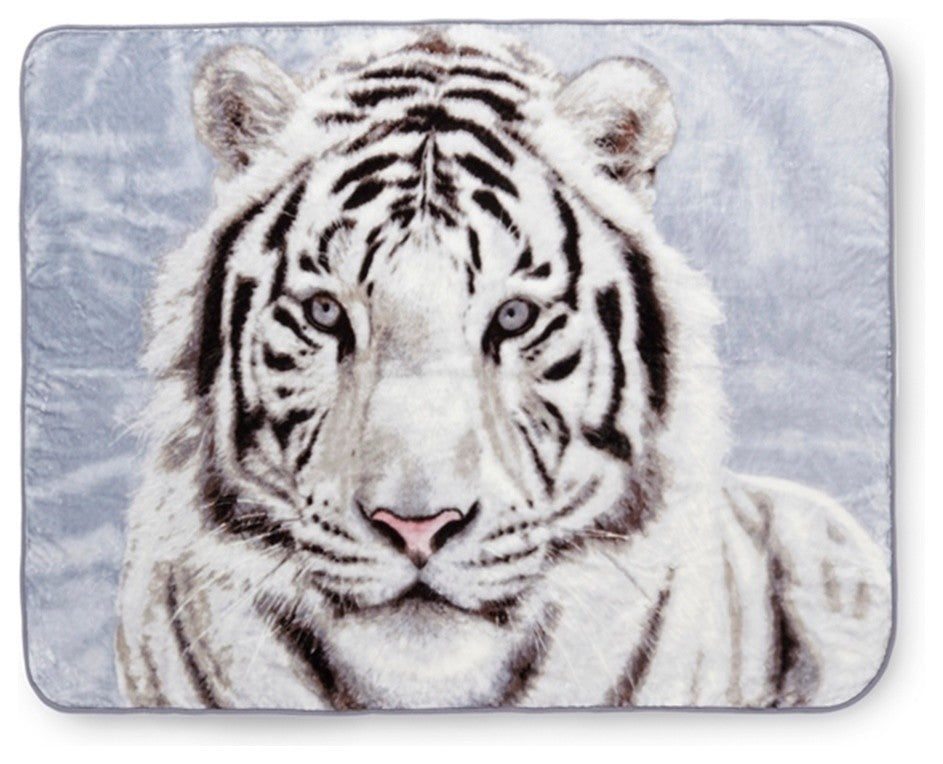 White Tiger High-Pile Oversized Throw