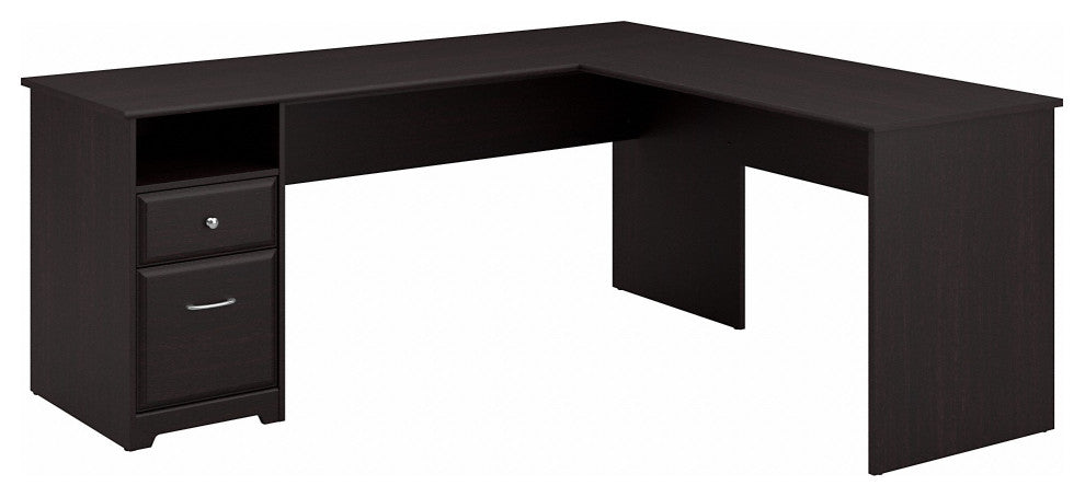 Cabot L Shaped Computer Desk With Drawers, Espresso Oak
