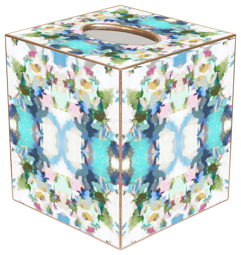 WB475-Park Avenue by Laura Park Wastepaper Basket, Scalloped Top and Wood Tissue Box Cover